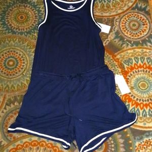 Blue tank top & matching shorts